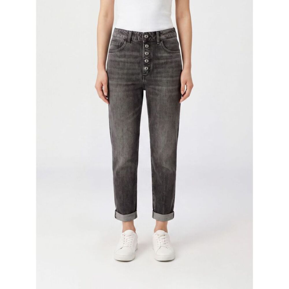 Dondup Women Koons High-Waisted Straight Leg Cropped Cotton Denim Jeans Dondup